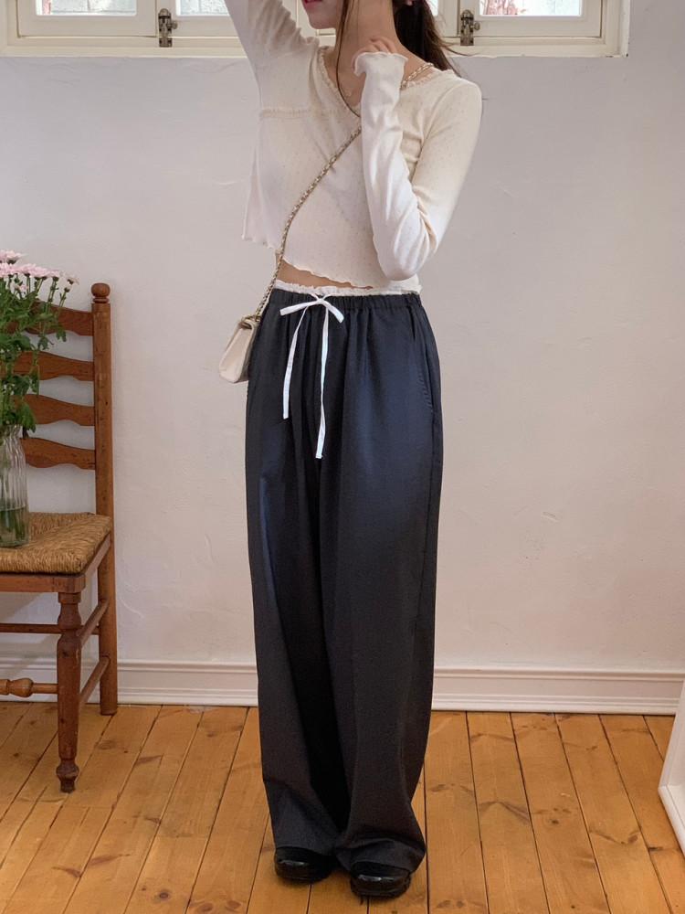 [몽드] 에버 팬츠(3col) 배색 밴딩 팬츠 슬랙스 와이드팬츠 몽드 monde