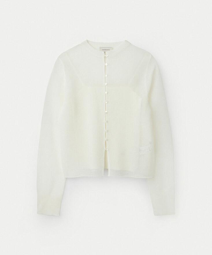 Sheer Cotton Cardigan With Camisole_Ivory