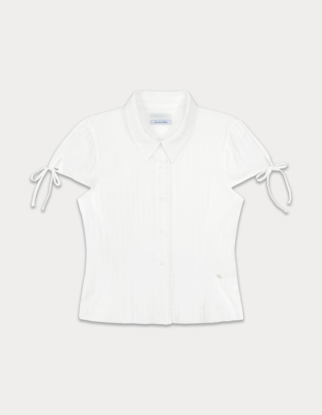 Collar ribbon blouse - ivory