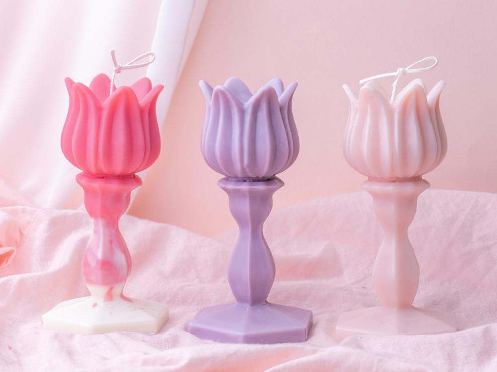 여왕 튤립 촛대몰드 (양면입체) - 빈티지 인테리어 오브제 캔들몰드