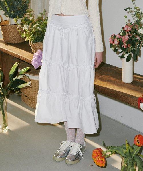 셔링 롱 스커트 아이보리
