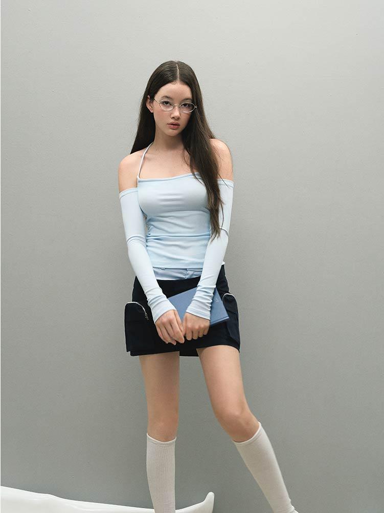 [LaLuneDuCiel] Halterneck Off-shoulder Long Sleeve