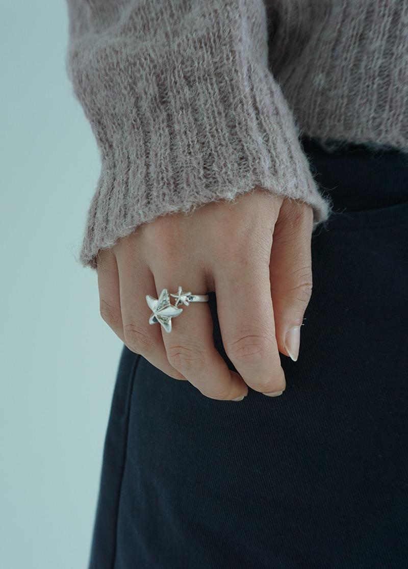 [R864] 빈티지 텍스처 별 반지 시선 11호