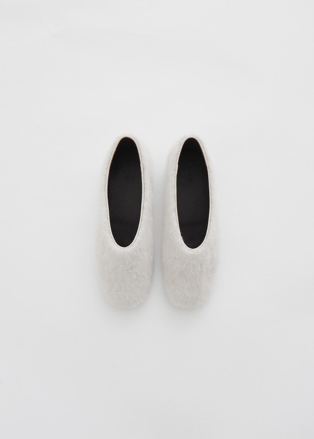 FUR FLAT SHOES [IVORY]