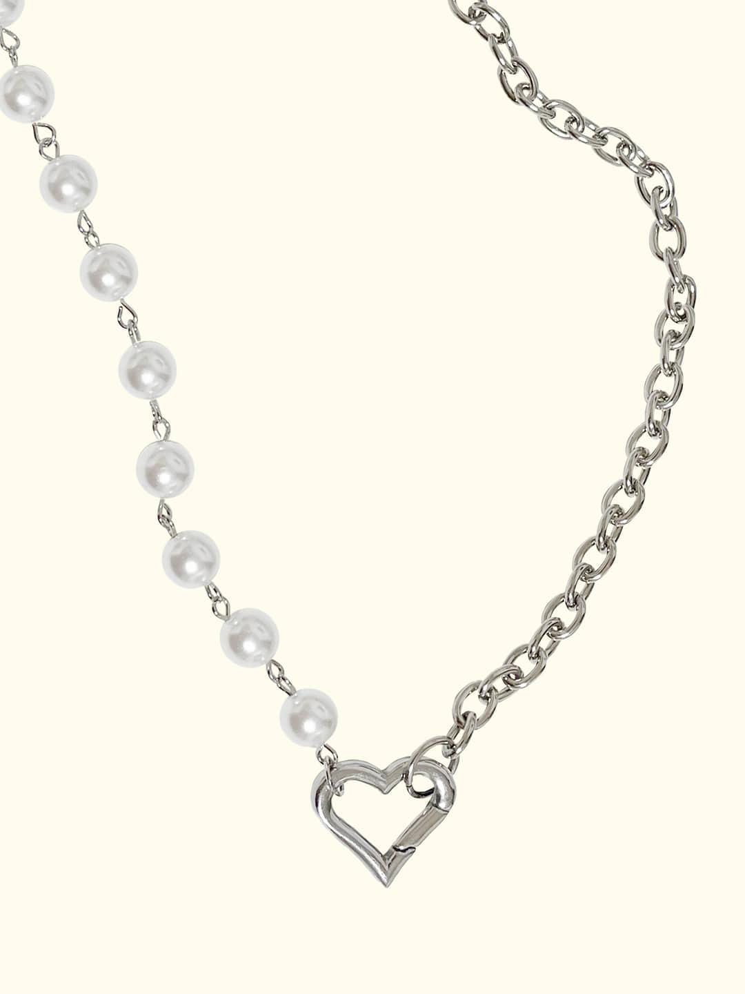 pearl chain heart necklace