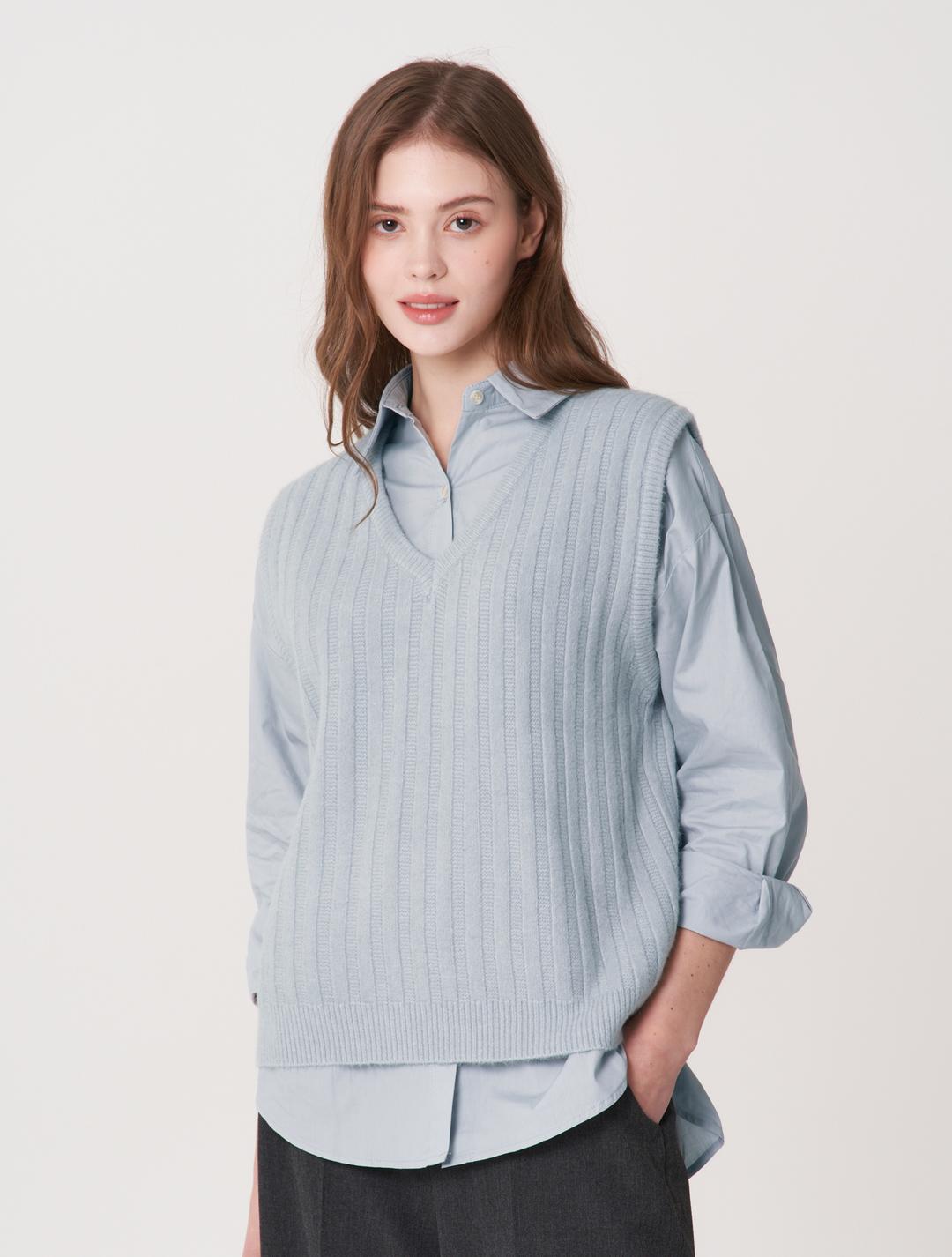 셔츠 골지 니트 베스트 셋업 (MOCASU02M1)