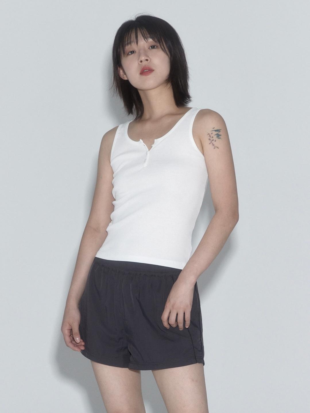 골지 버튼 탱크탑, 화이트