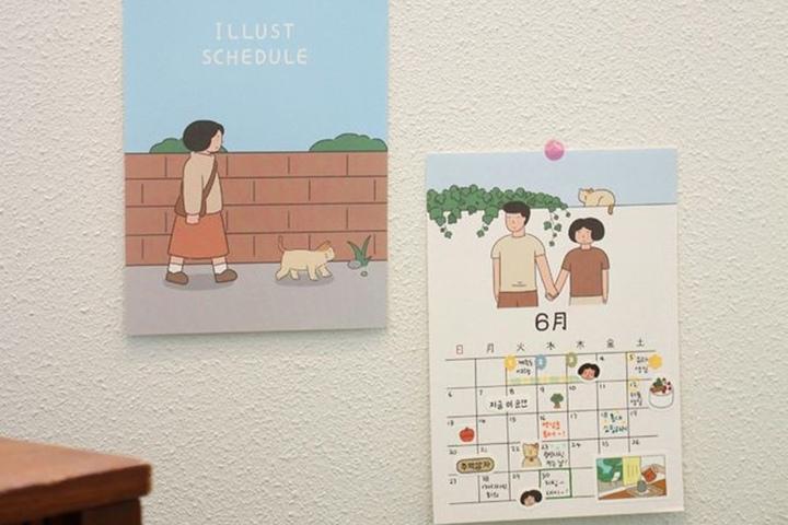 일러스트 만년 달력 인테리어 낱장 미니 포스트 캘린더