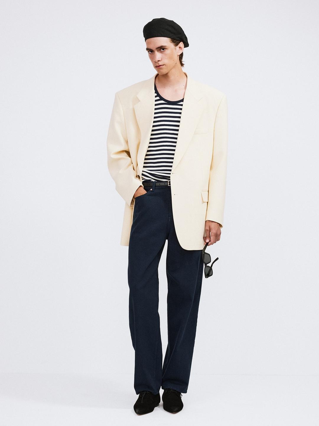 OVERSIZED STRUCTURED WOOL JACKET (BUTTER BEIGE)