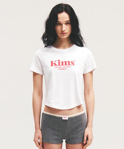 (Unisex) Kims Bam Logo Tee White(red)