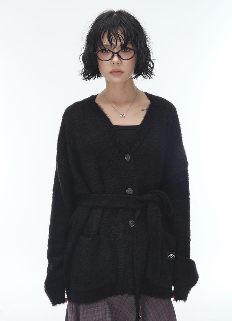 LUCA TIE CARDIGAN / BLACK / 12.31 순차 발송 예정