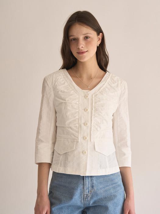 Manon Shirring Jacket (White)