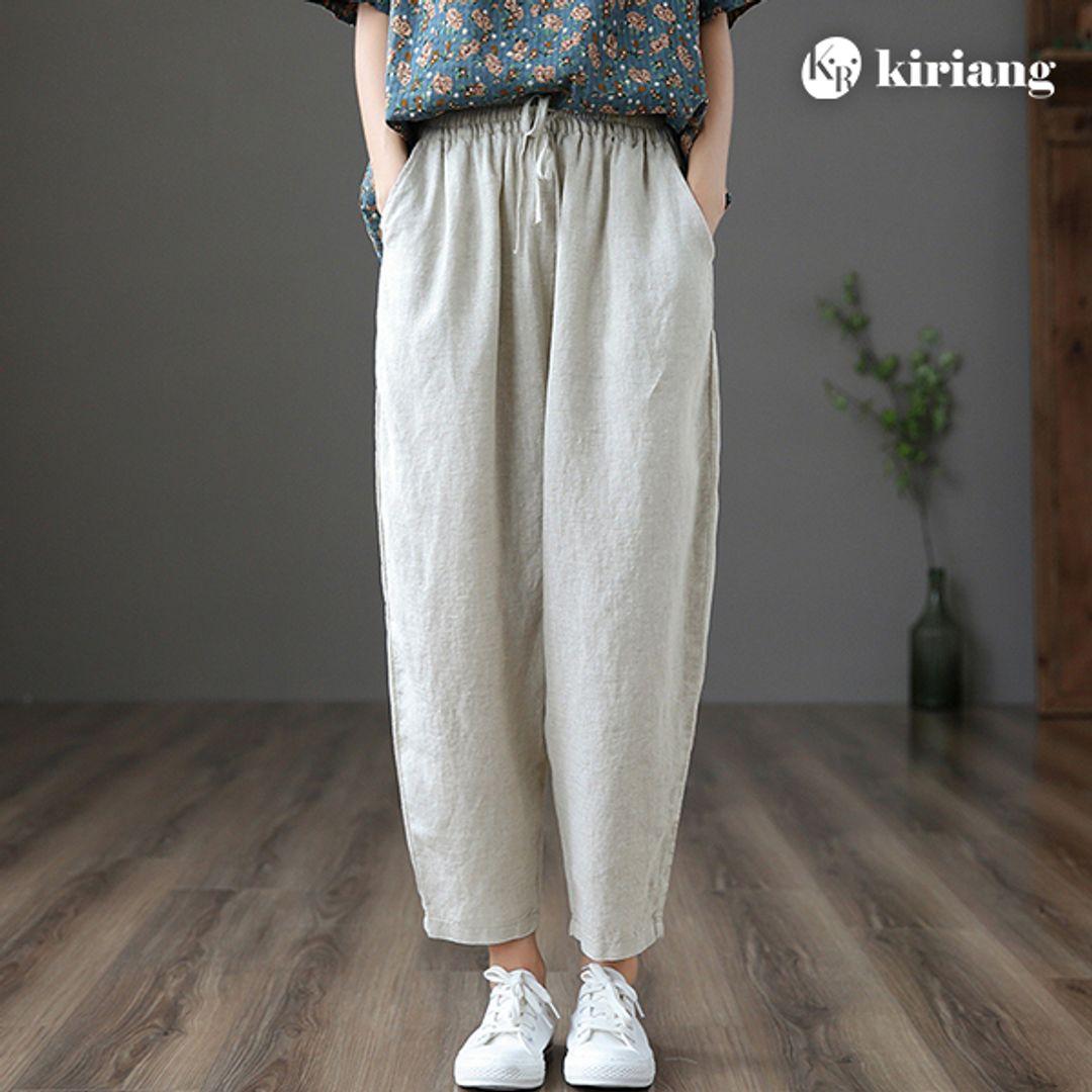 케빈 스트링밴드 와이드배기 린넨 팬츠