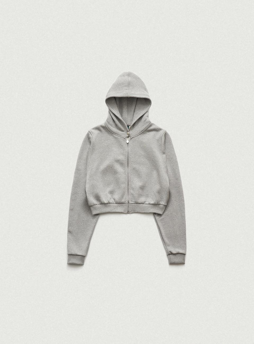 Grey Square Label Cotton Zip-Up Hoodie [11월 말 순차 배송]