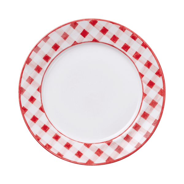 Red Check Hand-Painted plate(9in)