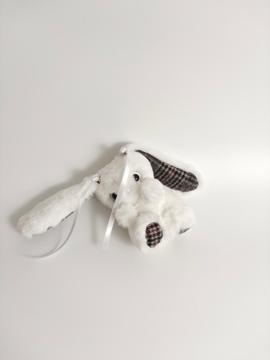166 Yuu White with checked ears 13cm (Bone Structured)
