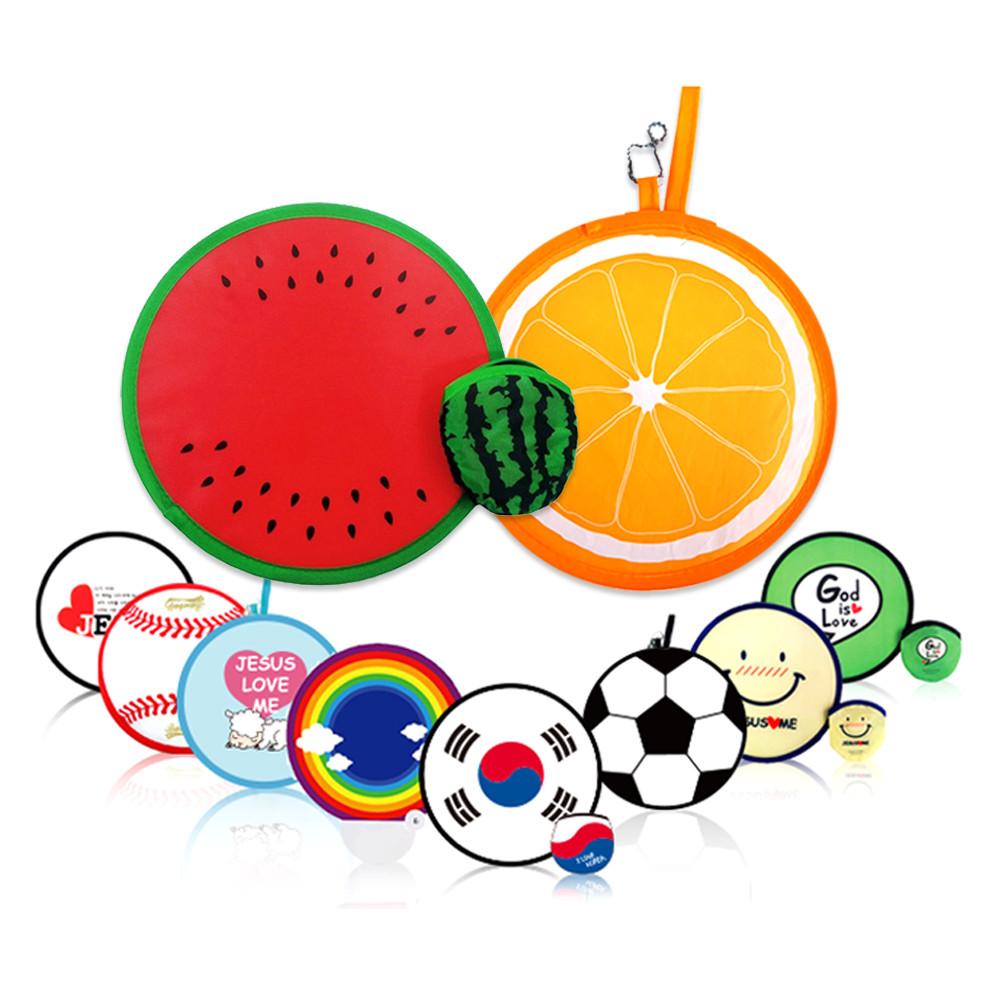 펀집 포켓 원터치 접이식 반달 주문제작 수박 오렌지 부채 (10개 세트)