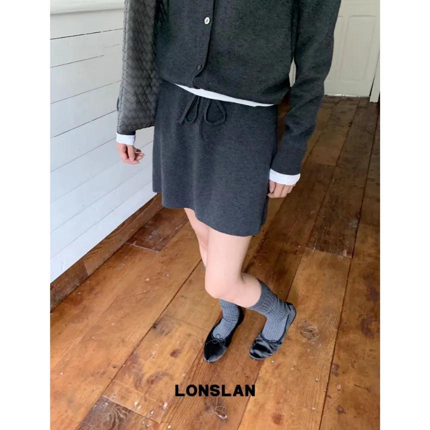 LONSLAN 스커트 니트 미니 A라인 미니 스커트 2COLOR