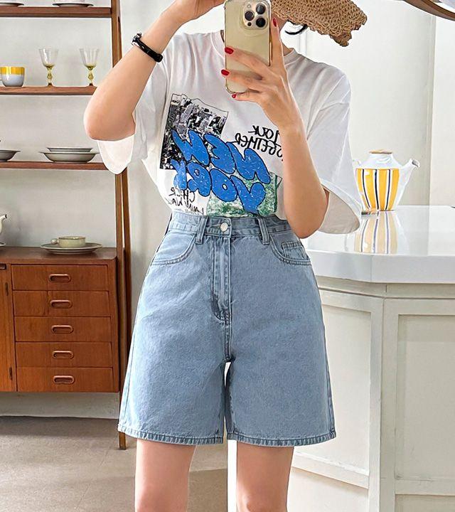 쿨 데님 길이별 A라인 청반바지