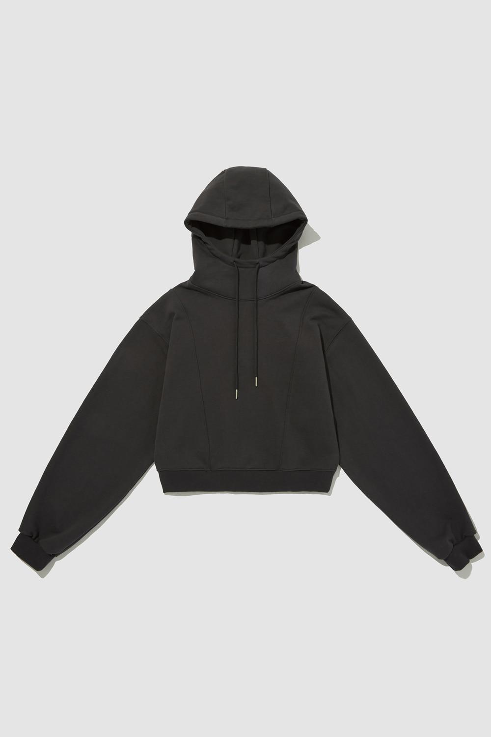 HIGH NECK HOODIE - CHARCOAL