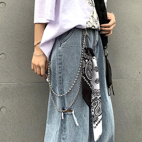 로키 그런지룩 체인 반다나 두건 손수건 포함