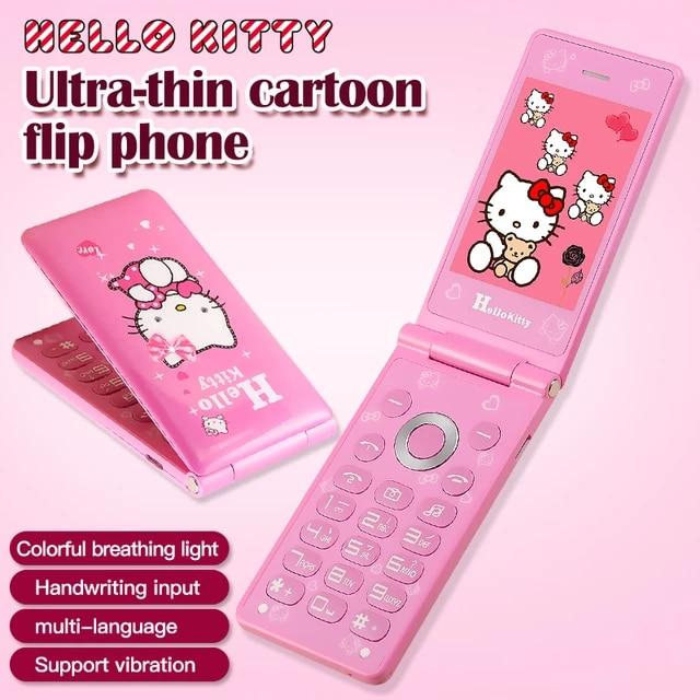 Sanrio Small Mobile Phone D10 Kawaii Personality Hello Kitty Flip Phone Cartoon Cute Mobile Phone Children's Mobile Phone Gift