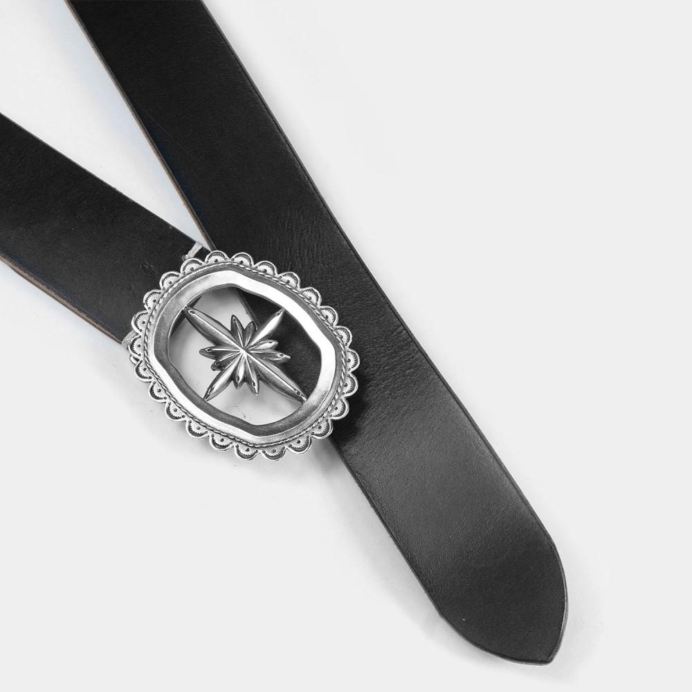 Silver buckle&Bridle leather concho belt (3.3cm) 실버 버클 브라이들레더 콘쵸벨트