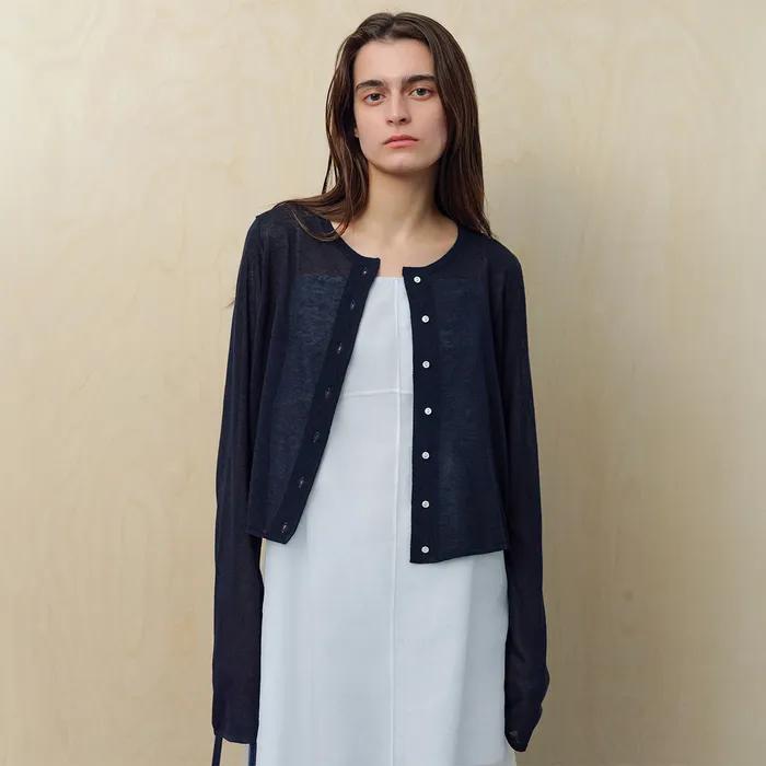 Light Linen Cardigan - Darknight Navy