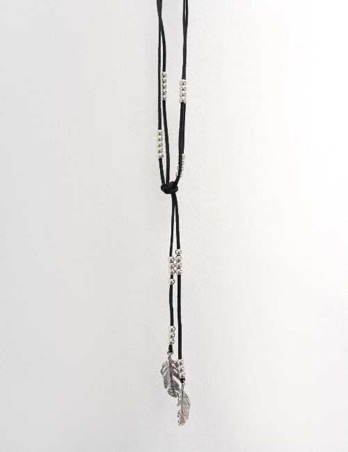 로웨어 stud feather rope necklace