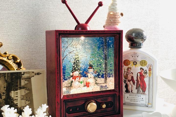 레트로 티비 뮤직 오르골 크리스마스 소품 스노우볼 무드등조명 볼륨조절가능