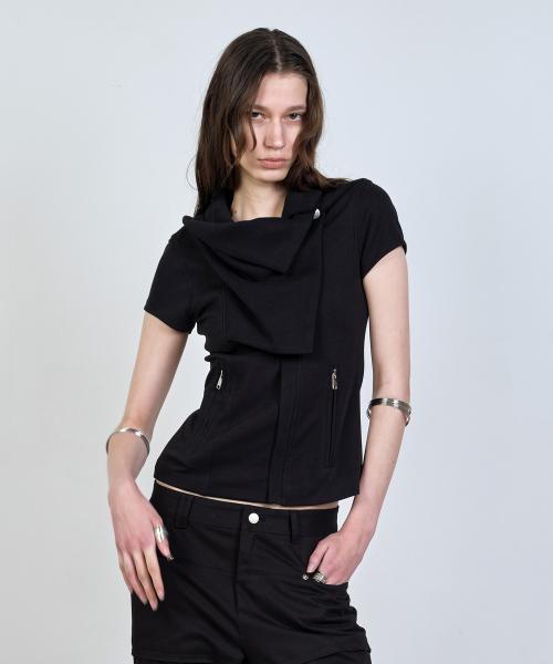 2-WAY SLIM COTTON RIDER JACKET BLACK