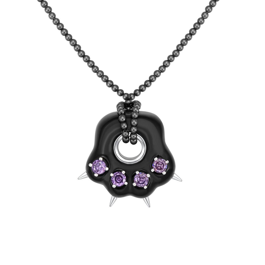 Paradise / Stone Bear Paw Pearl Necklace - Black