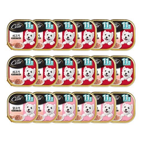 시저 11세 이상 시니어 강아지 주식캔 쇠고기 12p + 닭고기 6p, 소, 100g, 1세트 - 습식사료 | 쿠팡