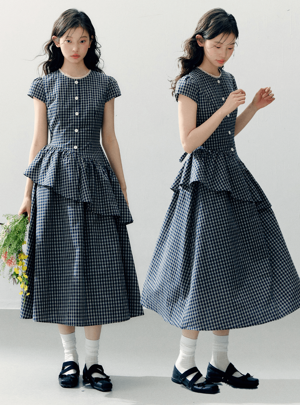 Navy Check Silent Motion Dress