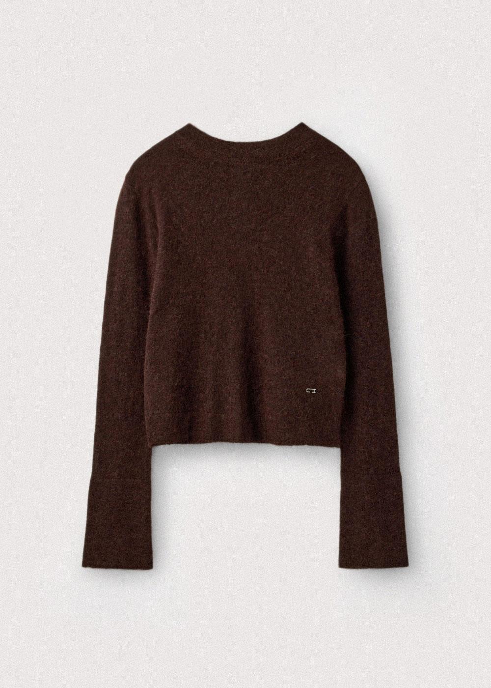 Peruvian Baby Alpaca Yarn Two Way Cardigan_Brown