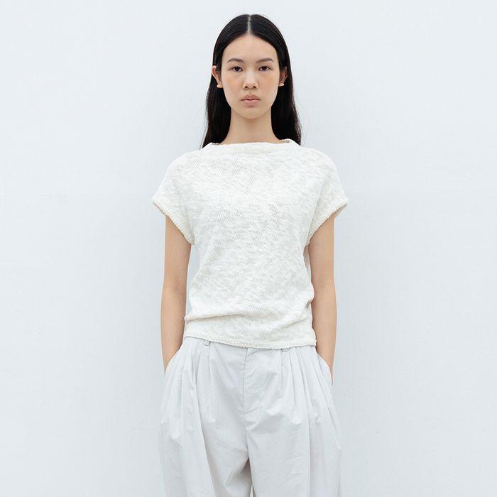 Bias Mock-Neck Knit_Ivory
