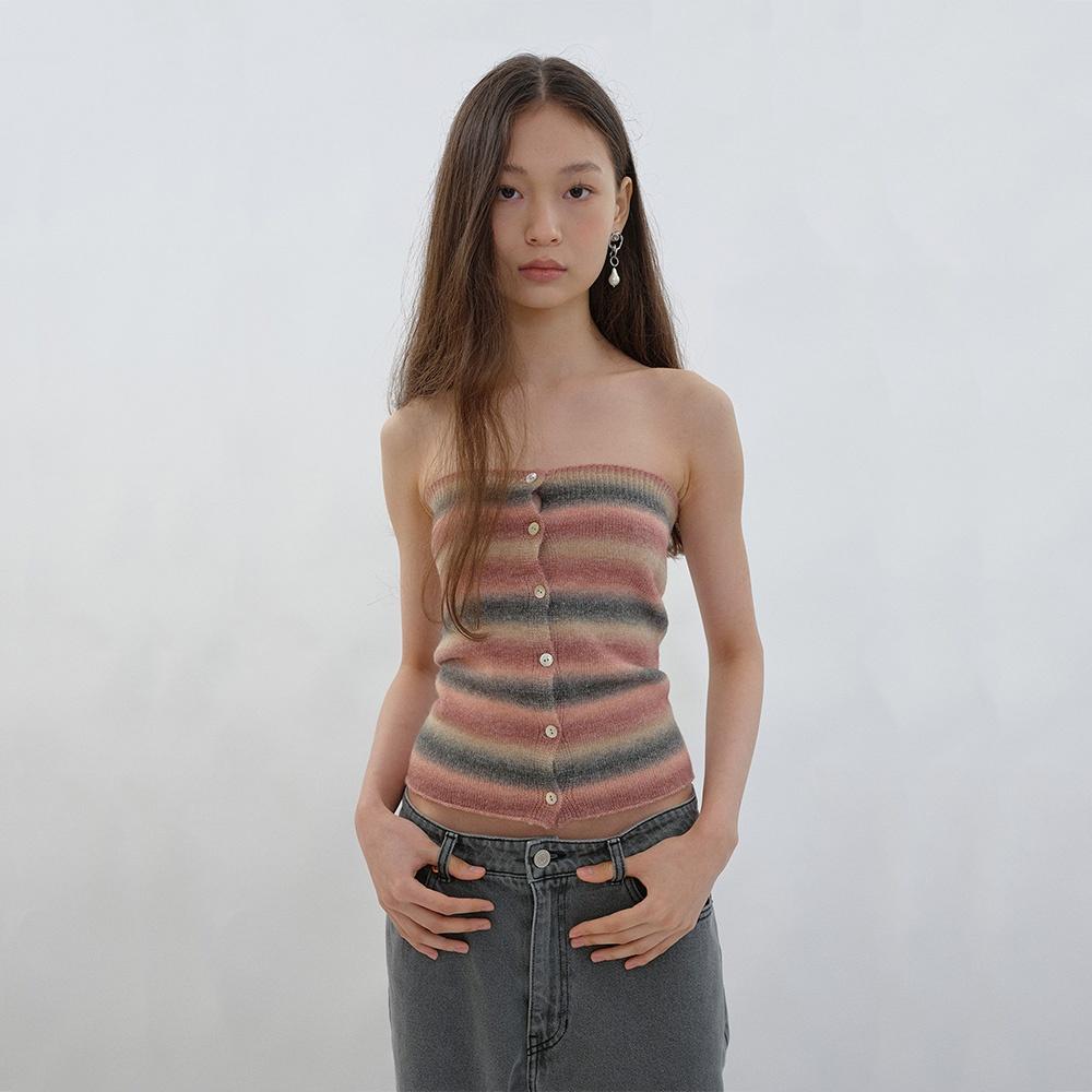 [파이시스] 버튼다운 니트 튜브탑_브라운, 그레이