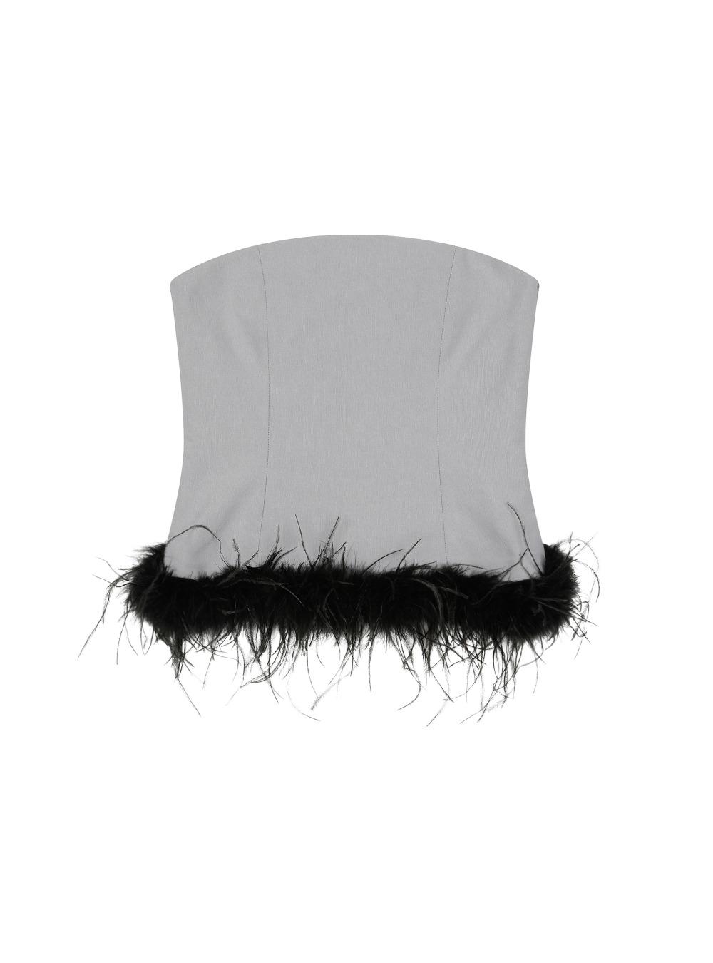 FUR BUSTIER TOP (BLUE)