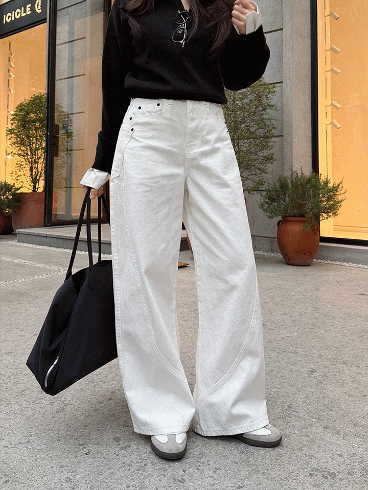 [숏/기본/롱] 루카 웨이브 코튼 와이드 팬츠