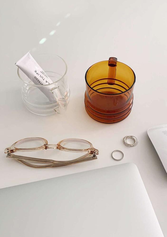 홈카페 투명 유리 내열 머그컵 버블컵 3color