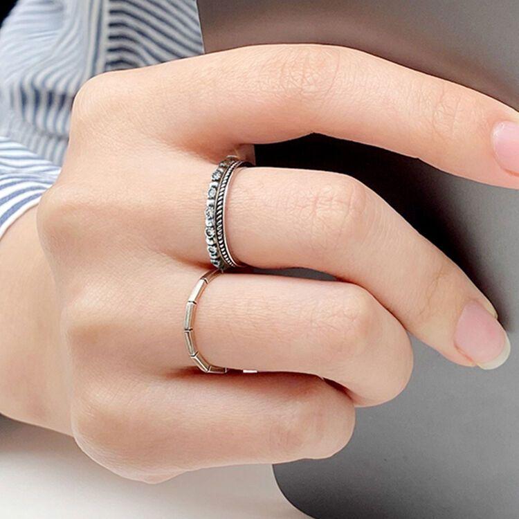 925 실버 앤틱 레이어드링 실반지 노디니/ Nodini