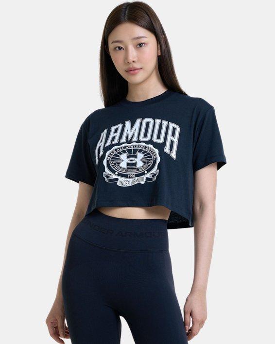 여성 UA 컬리지에이트 크롭 반팔