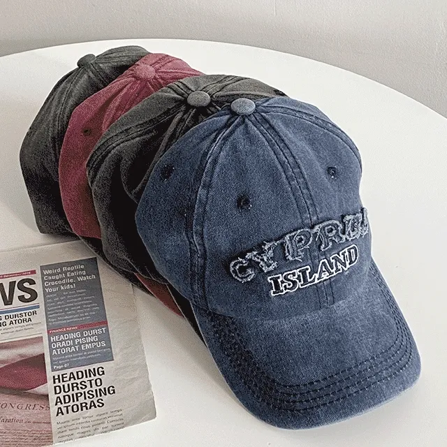 [1+1할인] 빈티지 레터링 자수 워싱 볼캡 모자