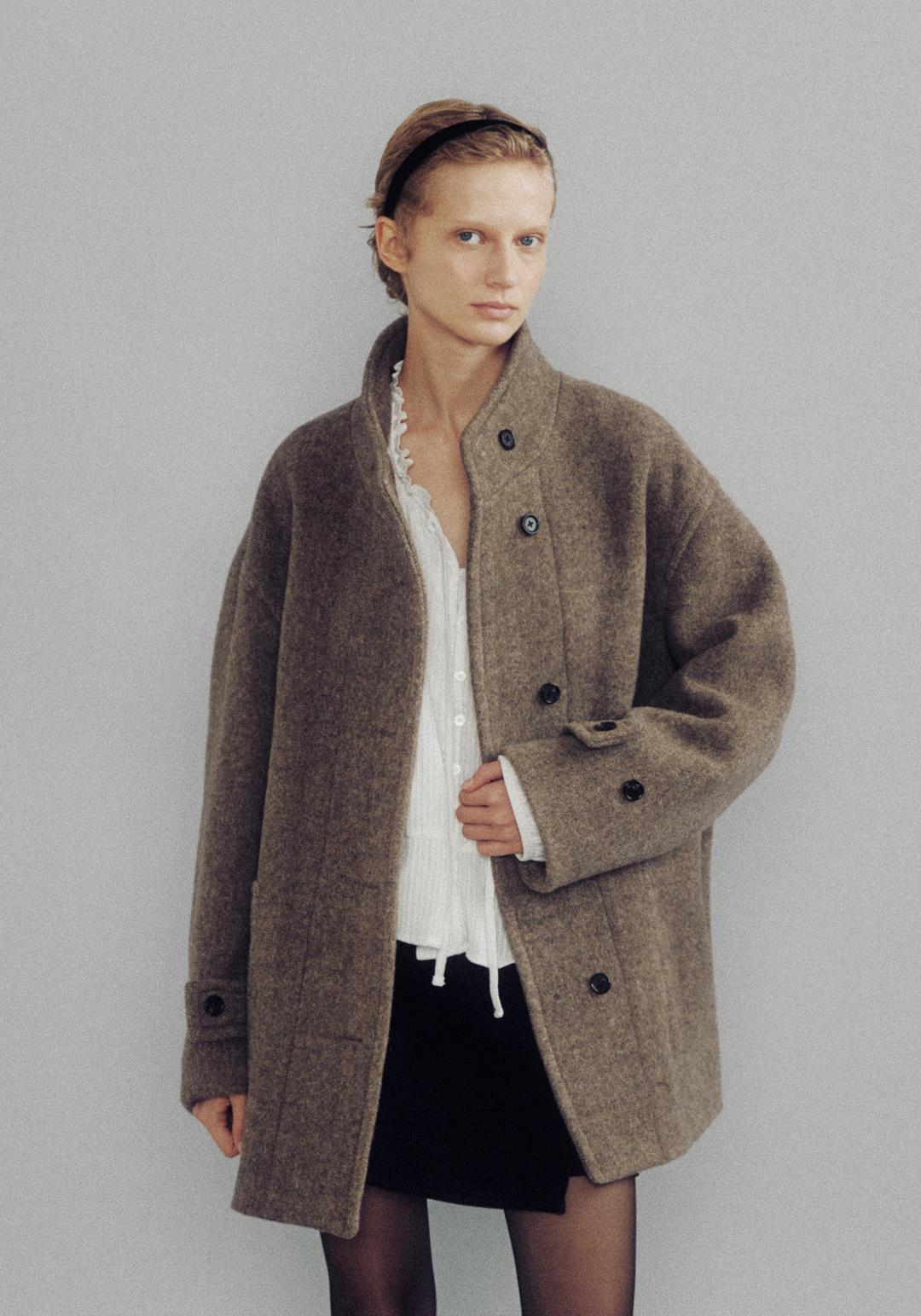 [4th] Favio high neck half coat (Herringbone mocha)