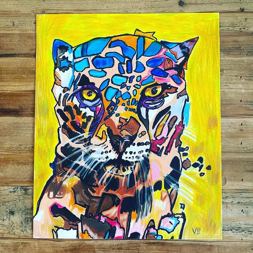 Jaguar -Framed- ORIGINAL  14x17” - Original Art ($1000.00
