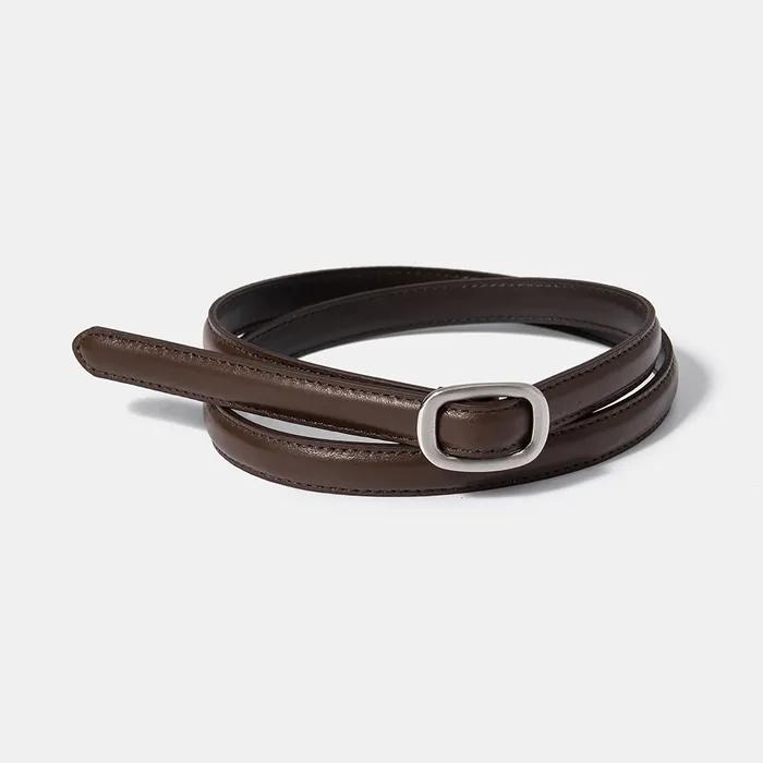 (W) simple slim belt (T008_brown)