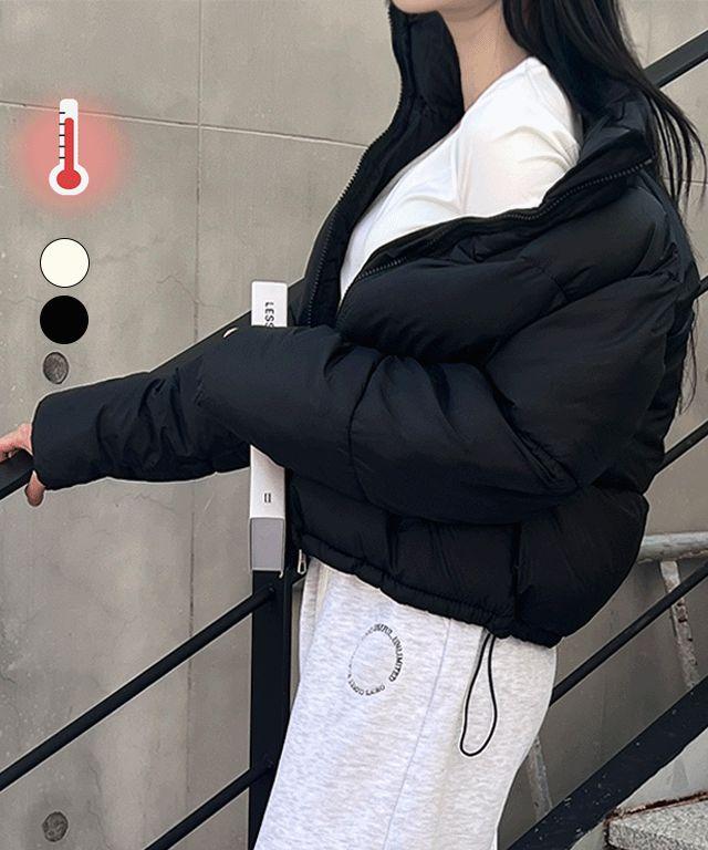 [당일출고/초경량]크롭 스트링 패딩 숏 세미 점퍼 자켓 교복 아우터 트레이닝복 털 잠바 기모 자라 페미닌 힙한 상의 집업 키작녀 무광 가을겨울 니트조끼 할로윈크리스마스 연말룩