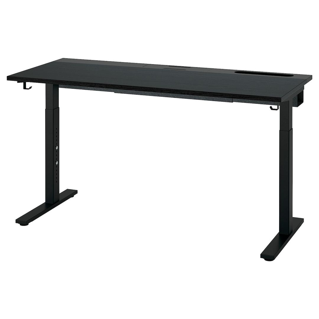 MITTZON 밋손 책상 - 블랙스테인 물푸레무늬목/블랙 140x60 cm