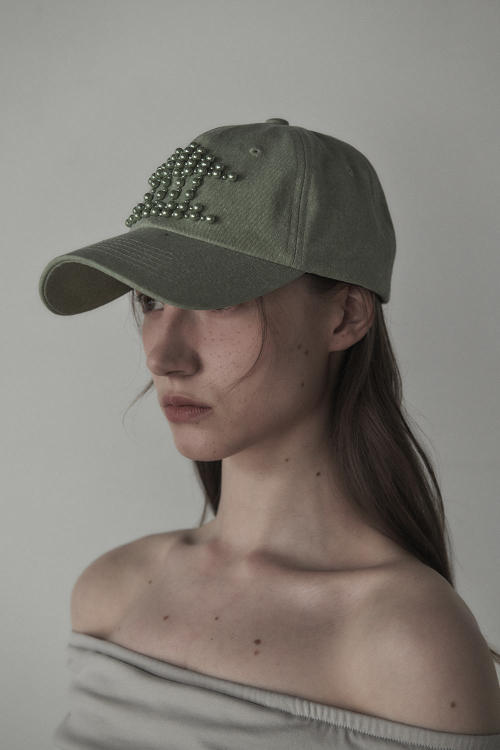 Mausoleum pearl hand beaded cap -Black,Grey,Mint