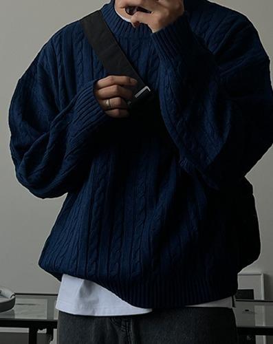 핸드 크롭 꽈베기 라운드 니트 (5 COLOR)